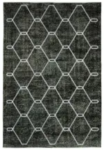 Modern Halı- Siyah Pamuk Üzerine Yün El Dokuma Halı-143x211