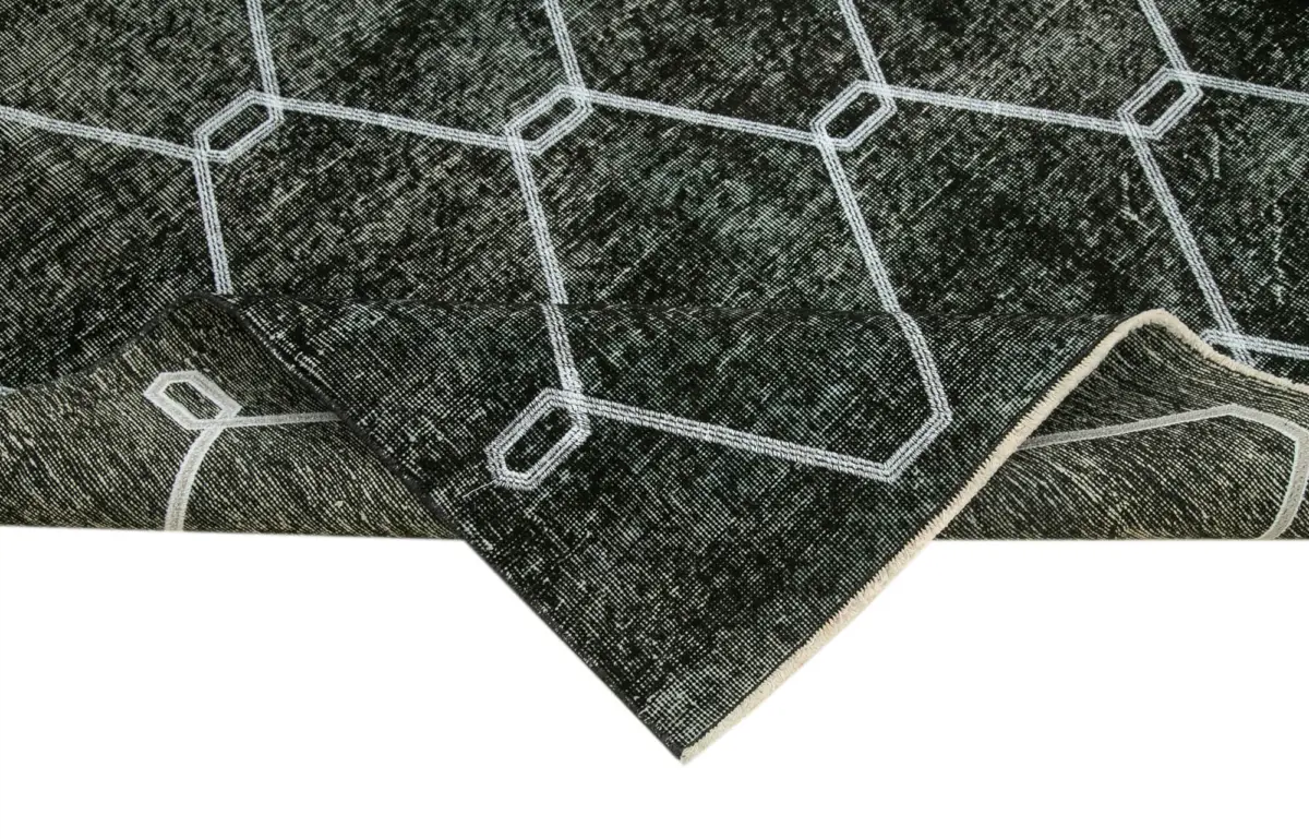 Modern Halı- Siyah Pamuk Üzerine Yün El Dokuma Halı-143x211 - Görsel 6