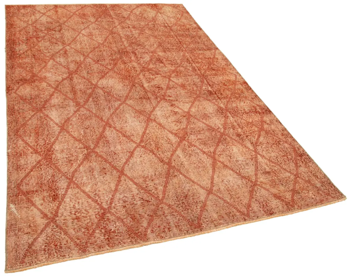 Modern Halı- Turuncu Pamuk Üzerine Yün El Dokuma Halı-160x264 - Görsel 2