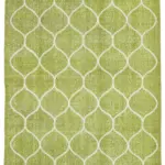 Modern Halı- Yeşil Pamuk Üzerine Yün El Dokuma Halı-150x227