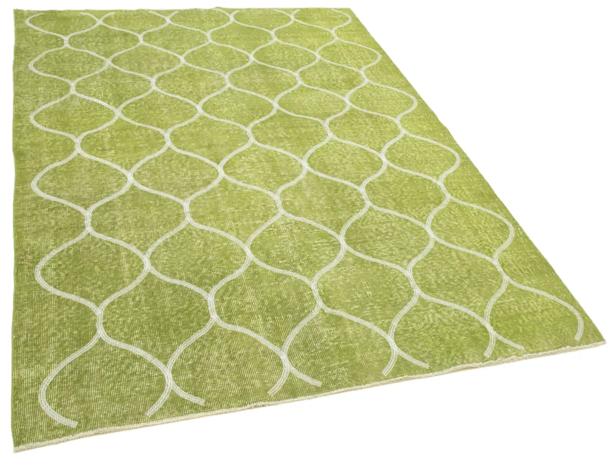 Modern Halı- Yeşil Pamuk Üzerine Yün El Dokuma Halı-150x227 - Görsel 2