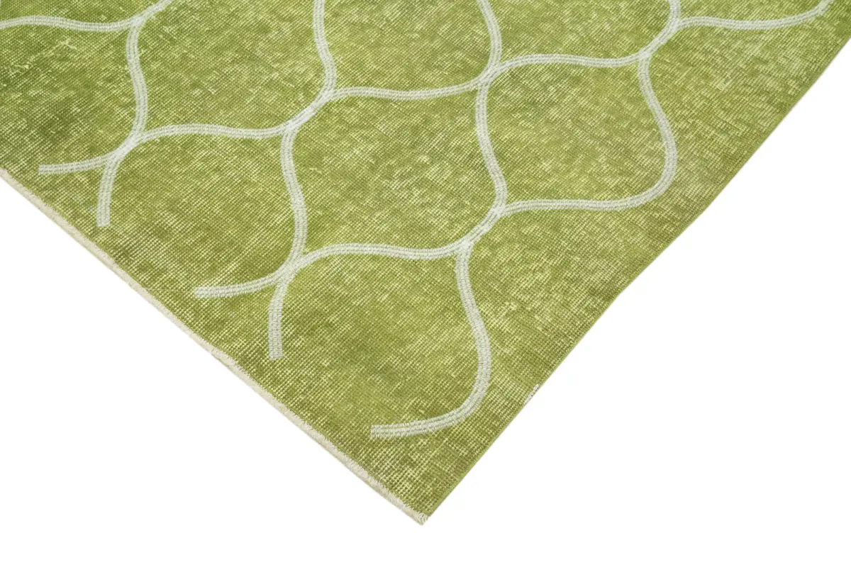 Modern Halı- Yeşil Pamuk Üzerine Yün El Dokuma Halı-150x227 - Görsel 4