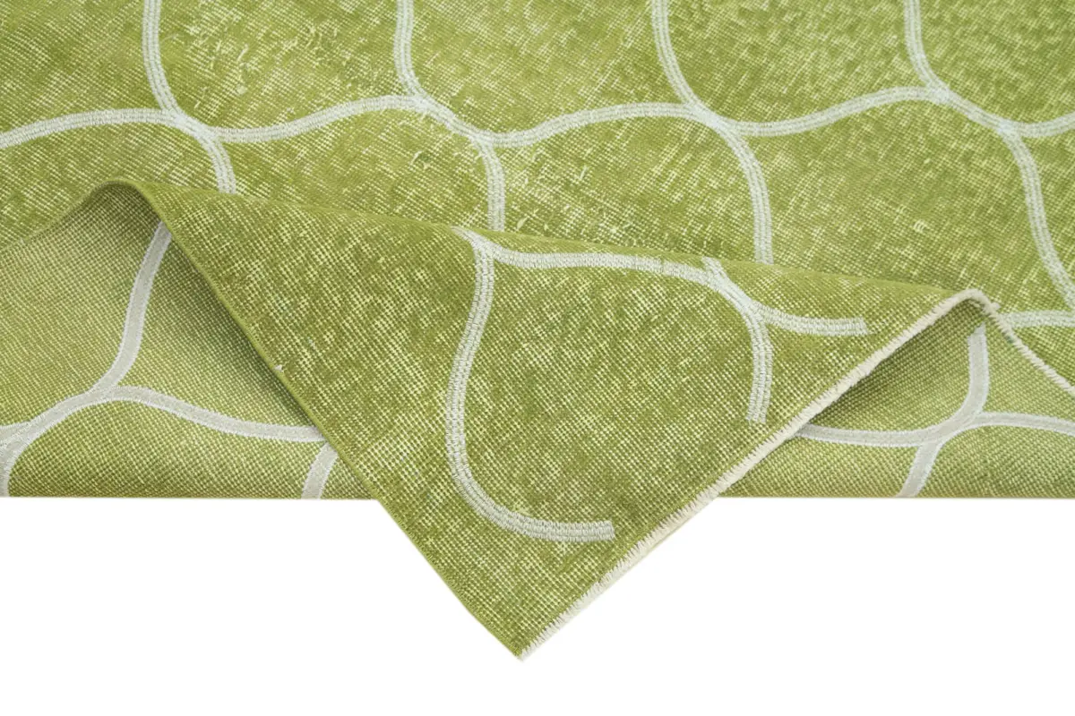 Modern Halı- Yeşil Pamuk Üzerine Yün El Dokuma Halı-150x227 - Görsel 6