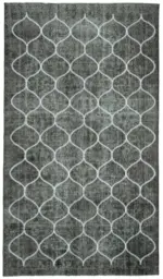 Modern Halı- Siyah Pamuk Üzerine Yün El Dokuma Halı-172x303