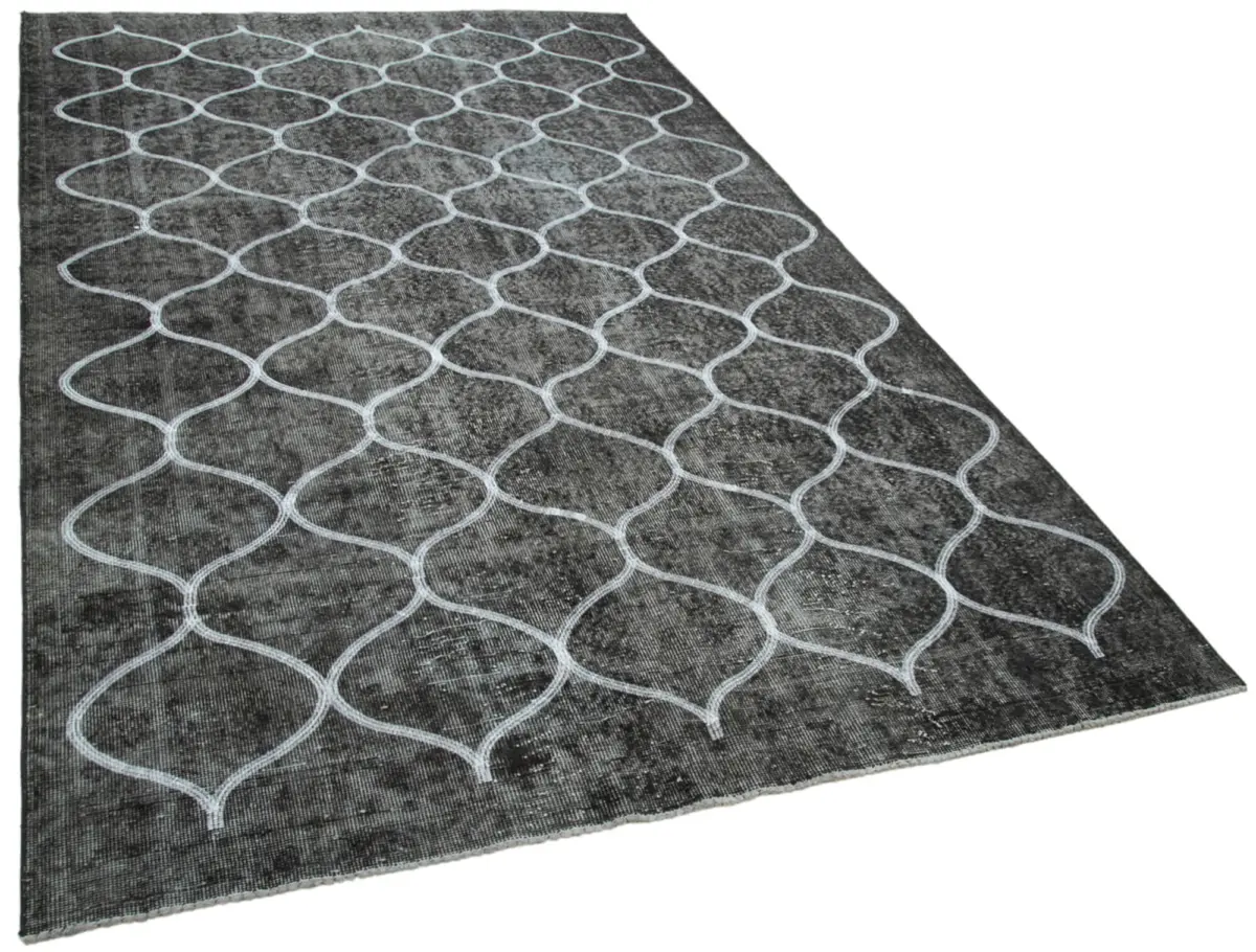 Modern Halı- Siyah Pamuk Üzerine Yün El Dokuma Halı-172x303 - Görsel 2