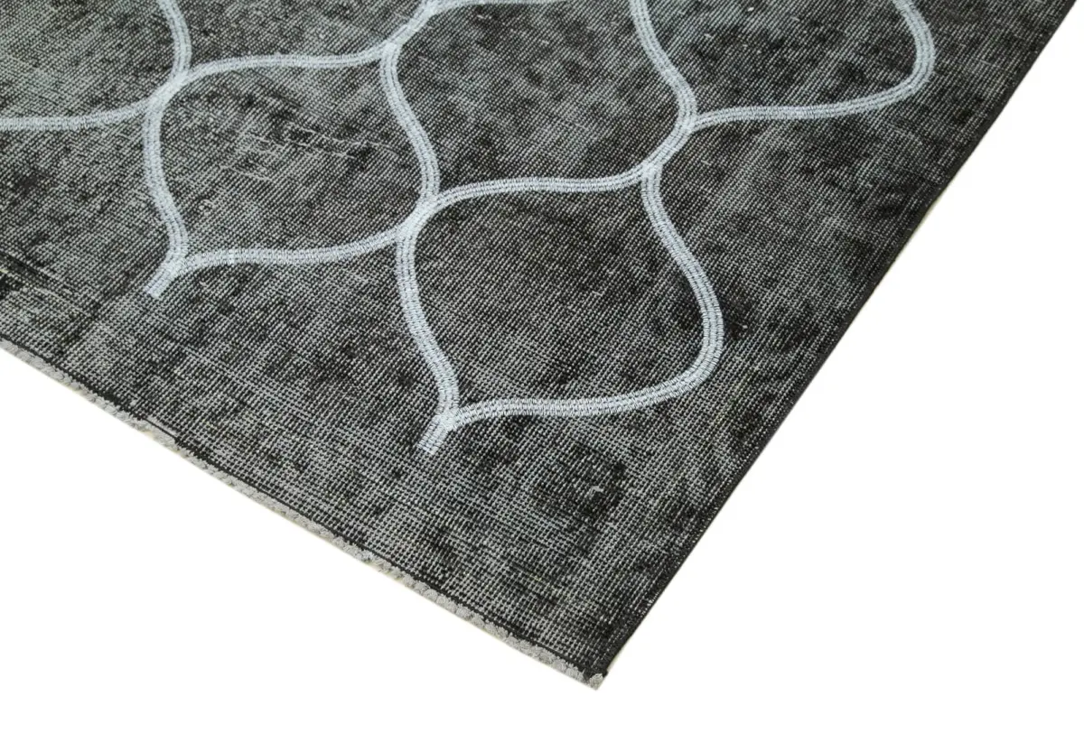 Modern Halı- Siyah Pamuk Üzerine Yün El Dokuma Halı-172x303 - Görsel 4