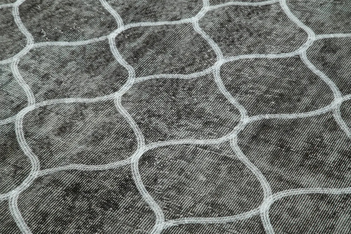 Modern Halı- Siyah Pamuk Üzerine Yün El Dokuma Halı-172x303 - Görsel 5