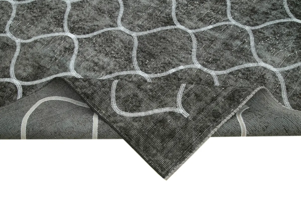 Modern Halı- Siyah Pamuk Üzerine Yün El Dokuma Halı-172x303 - Görsel 6