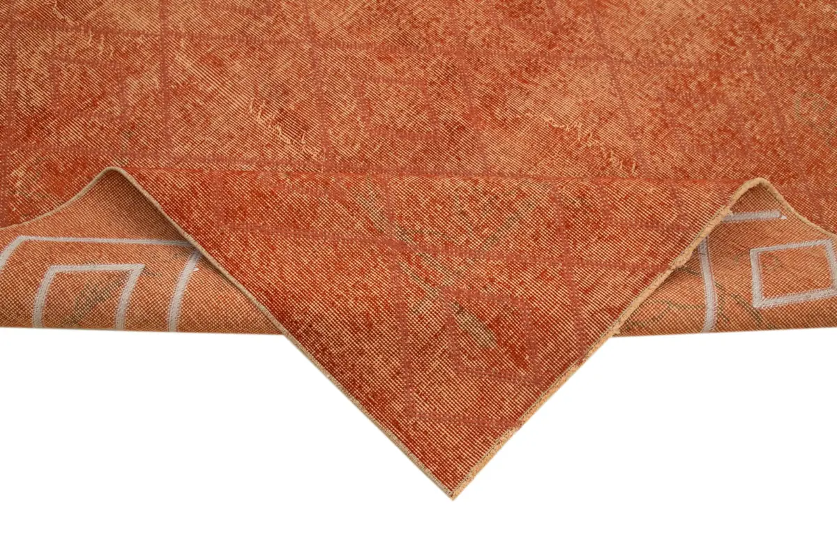 Modern Halı- Turuncu Pamuk Üzerine Yün El Dokuma Halı-205x299 - Görsel 6
