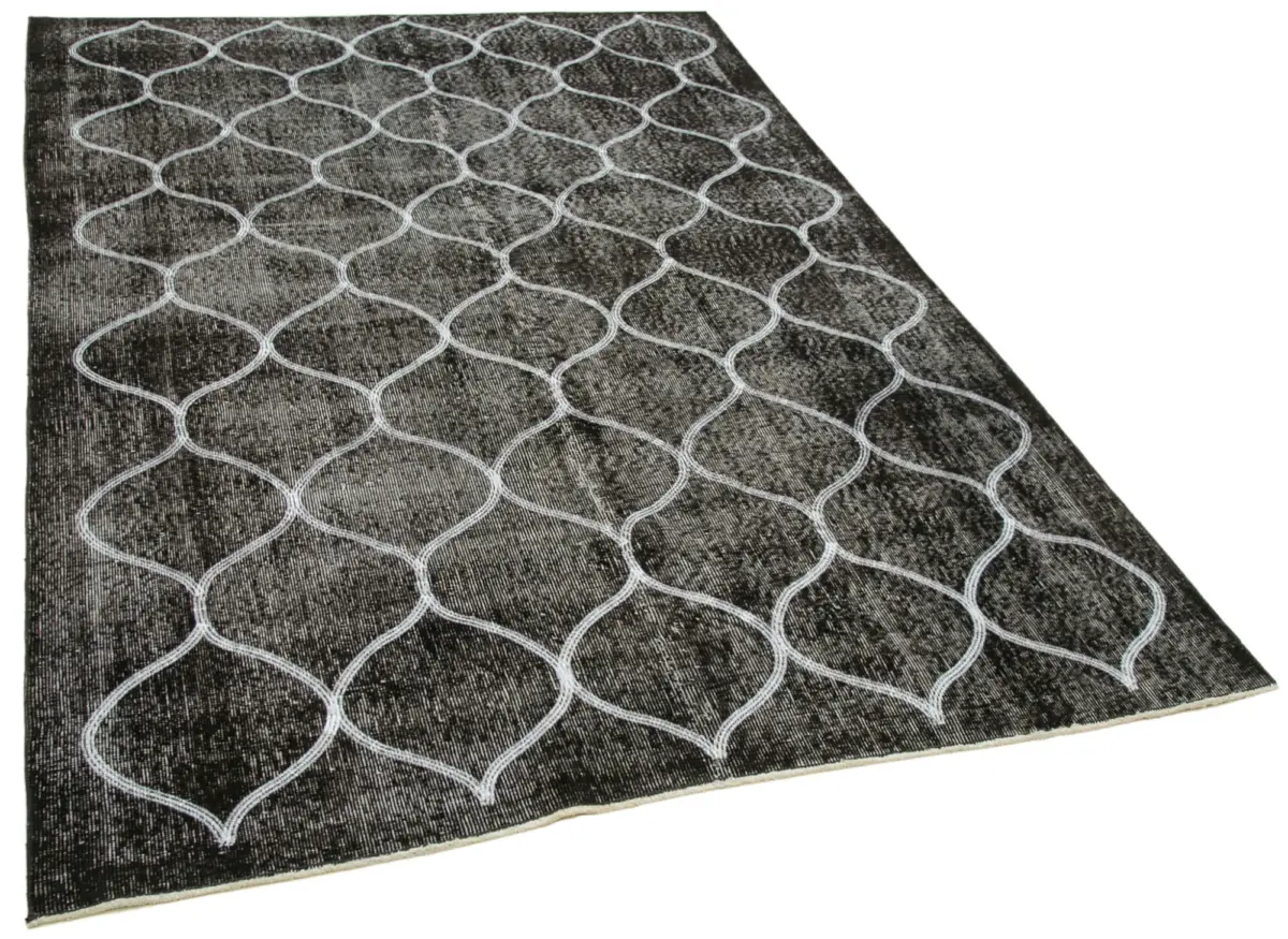 Modern Halı- Siyah Pamuk Üzerine Yün El Dokuma Halı-160x243 - Görsel 2