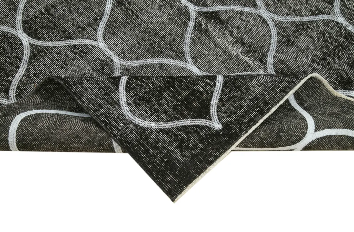 Modern Halı- Siyah Pamuk Üzerine Yün El Dokuma Halı-160x243 - Görsel 6