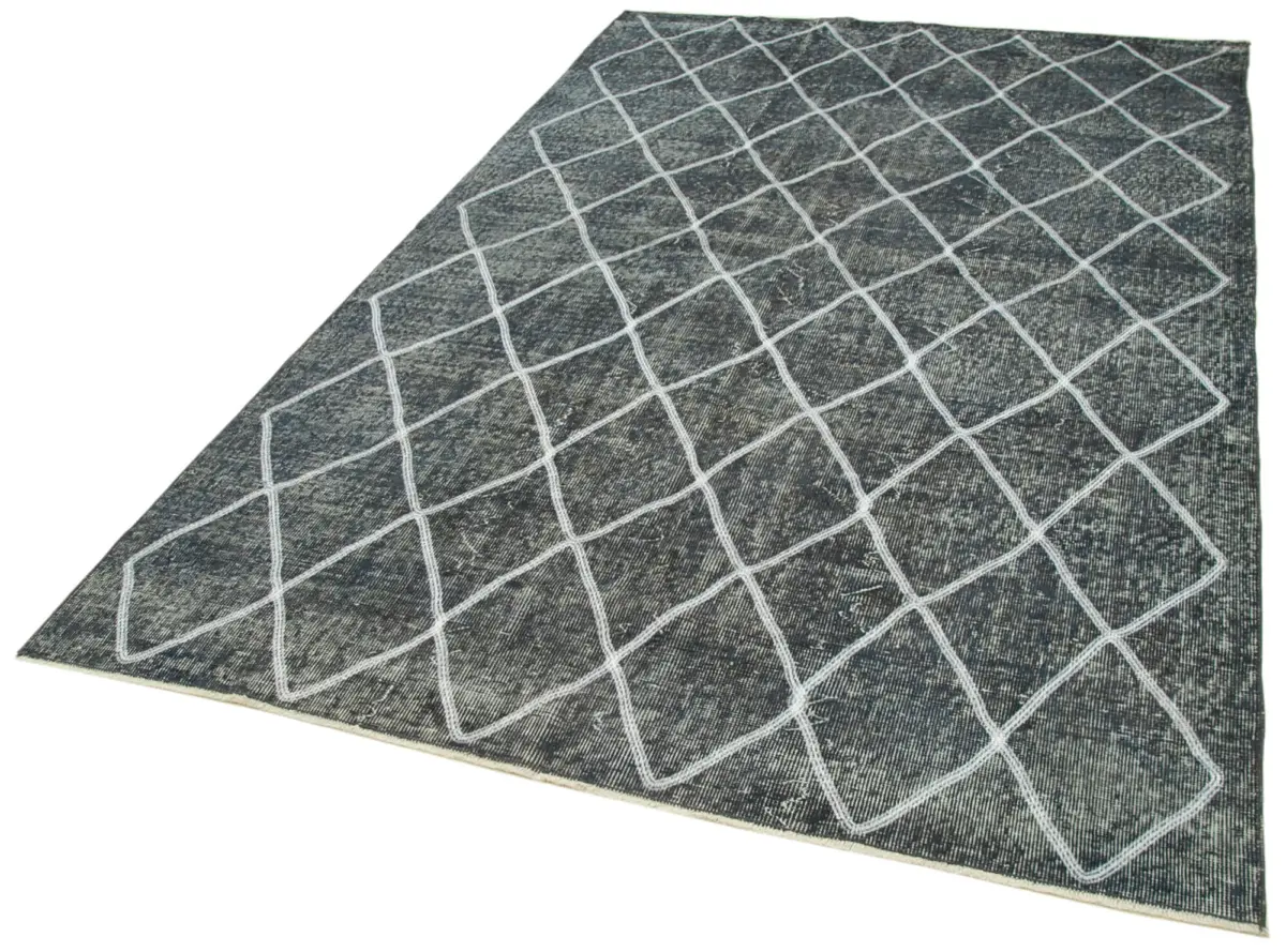 Modern Halı- Gri Pamuk Üzerine Yün El Dokuma Halı-168x263 - Görsel 3