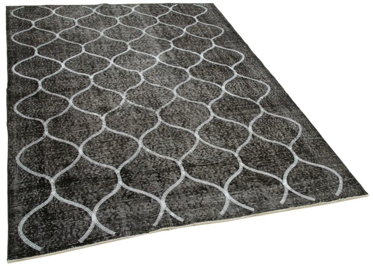 Modern Halı- Siyah Pamuk Üzerine Yün El Dokuma Halı-160x225 - Görsel 2