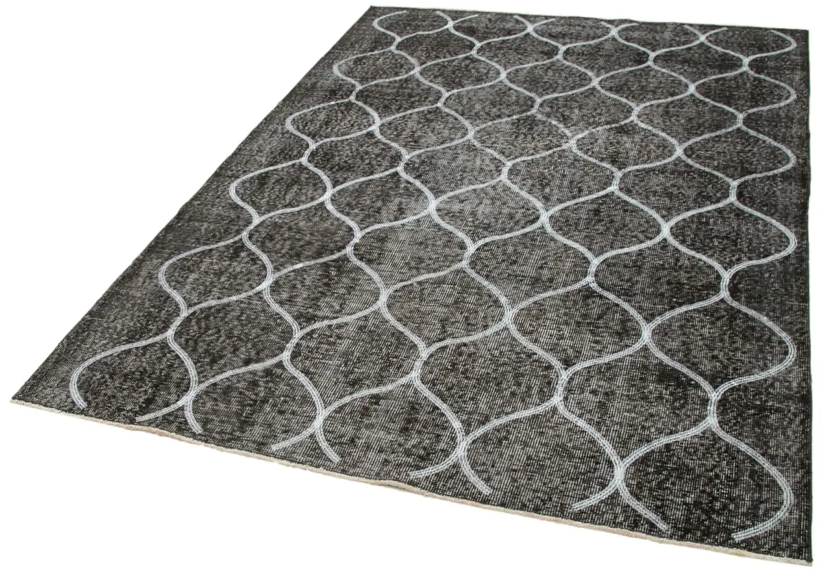 Modern Halı- Siyah Pamuk Üzerine Yün El Dokuma Halı-160x225 - Görsel 3