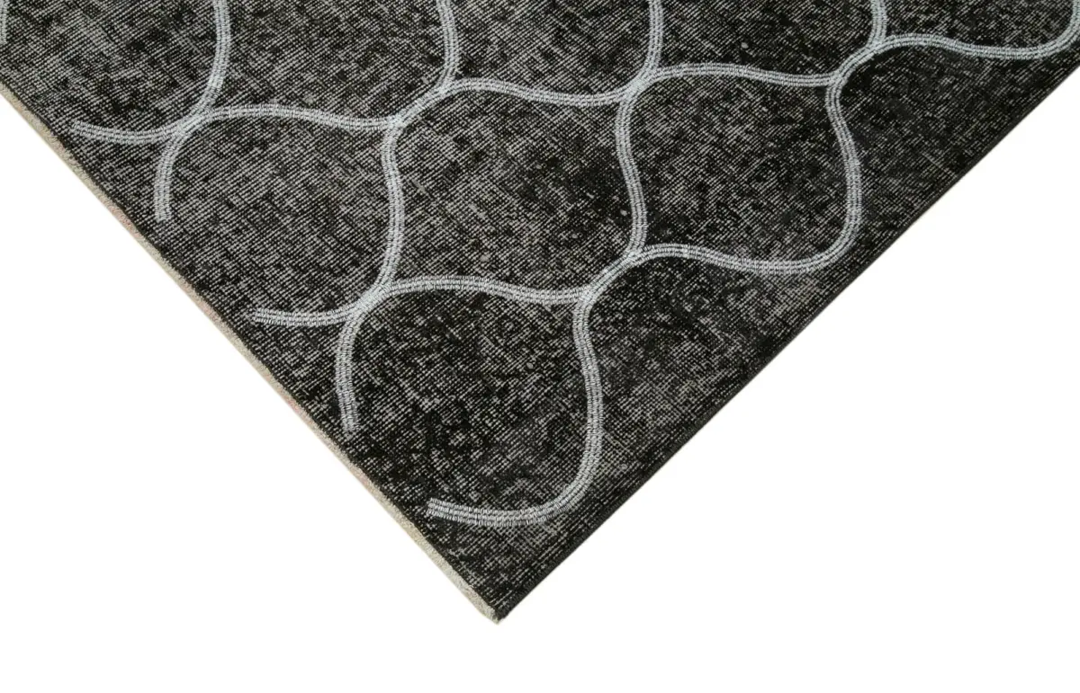 Modern Halı- Siyah Pamuk Üzerine Yün El Dokuma Halı-160x225 - Görsel 4