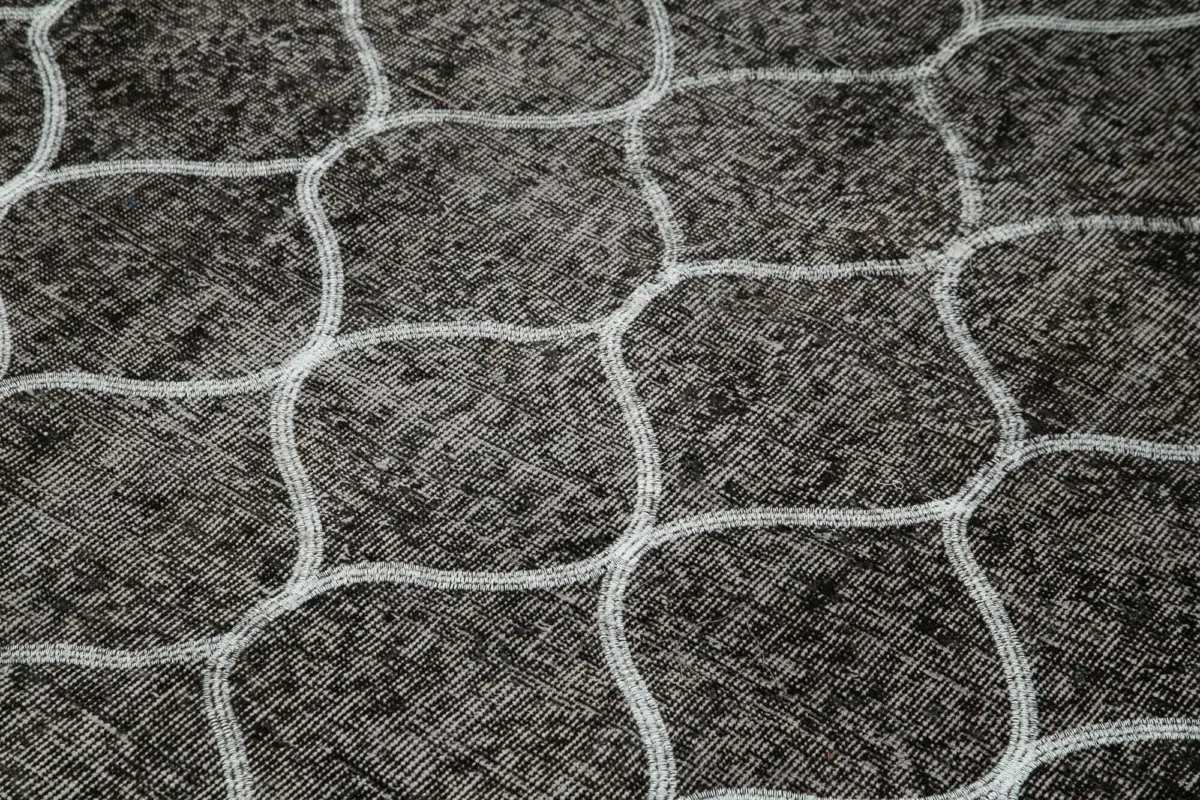 Modern Halı- Siyah Pamuk Üzerine Yün El Dokuma Halı-160x225 - Görsel 5