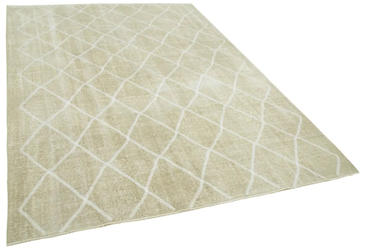 Modern Halı- Bej Pamuk Üzerine Yün El Dokuma Halı-190x273 - Görsel 2