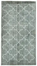 Modern Halı- Gri Pamuk Üzerine Yün El Dokuma Halı-145x260