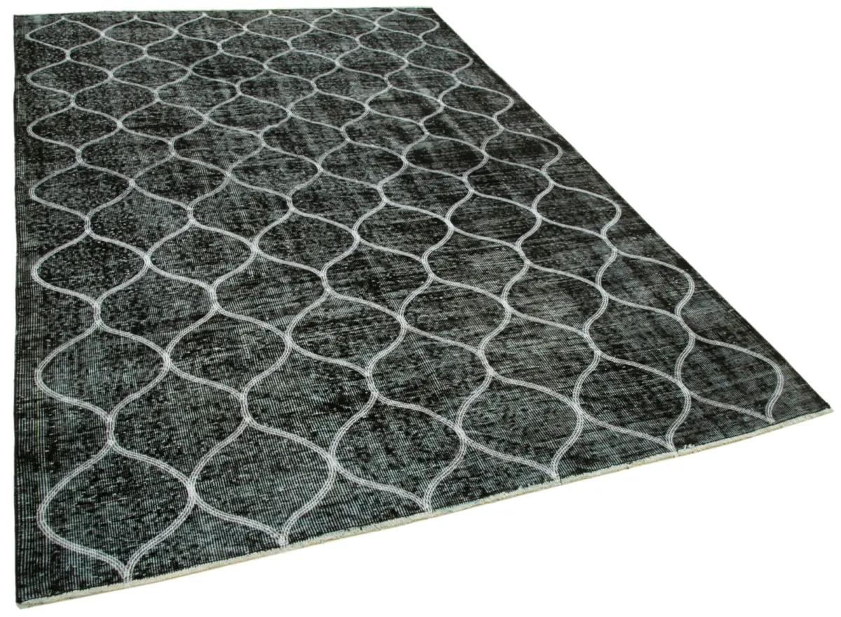 Modern Halı- Siyah Pamuk Üzerine Yün El Dokuma Halı-182x280 - Görsel 2