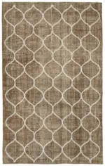 Modern Halı- Kahverengi Pamuk Üzerine Yün El Dokuma Halı-149x241