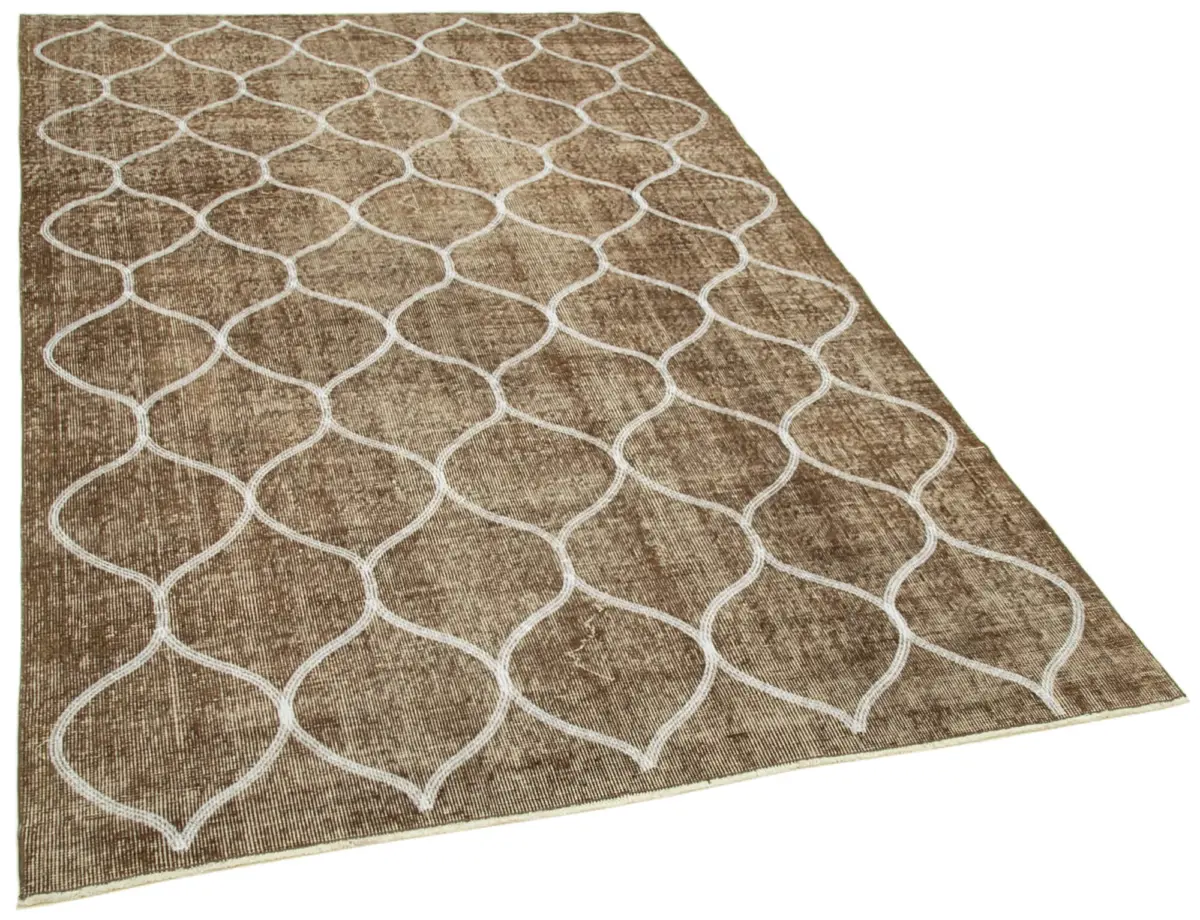 Modern Halı- Kahverengi Pamuk Üzerine Yün El Dokuma Halı-149x241 - Görsel 2