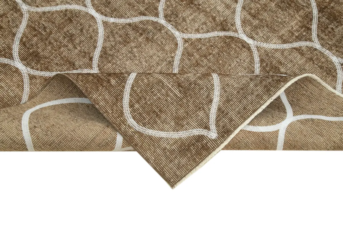 Modern Halı- Kahverengi Pamuk Üzerine Yün El Dokuma Halı-149x241 - Görsel 6