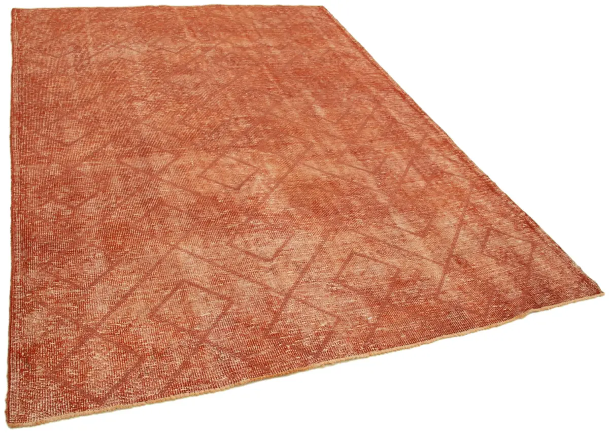 Modern Halı- Turuncu Pamuk Üzerine Yün El Dokuma Halı-186x268 - Görsel 2