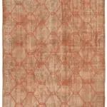 Modern Halı- Turuncu Pamuk Üzerine Yün El Dokuma Halı-206x293