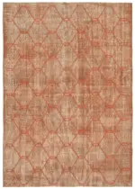Modern Halı- Turuncu Pamuk Üzerine Yün El Dokuma Halı-206x293