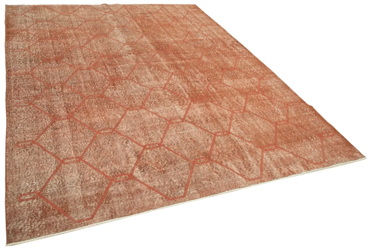 Modern Halı- Turuncu Pamuk Üzerine Yün El Dokuma Halı-206x293 - Görsel 2