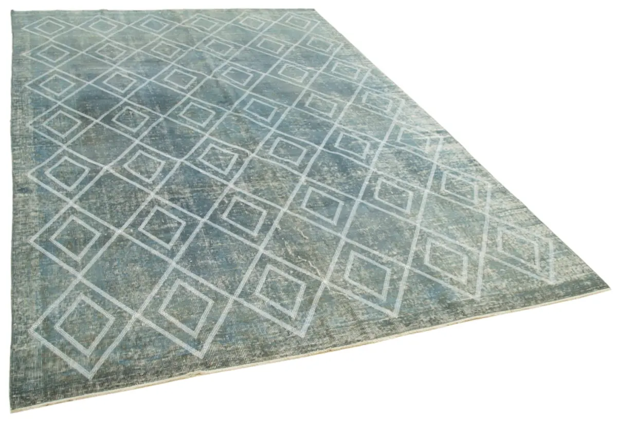 Modern Halı- Mavi Pamuk Üzerine Yün El Dokuma Halı-192x294 - Görsel 2