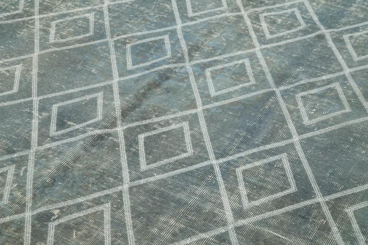 Modern Halı- Mavi Pamuk Üzerine Yün El Dokuma Halı-192x294 - Görsel 5