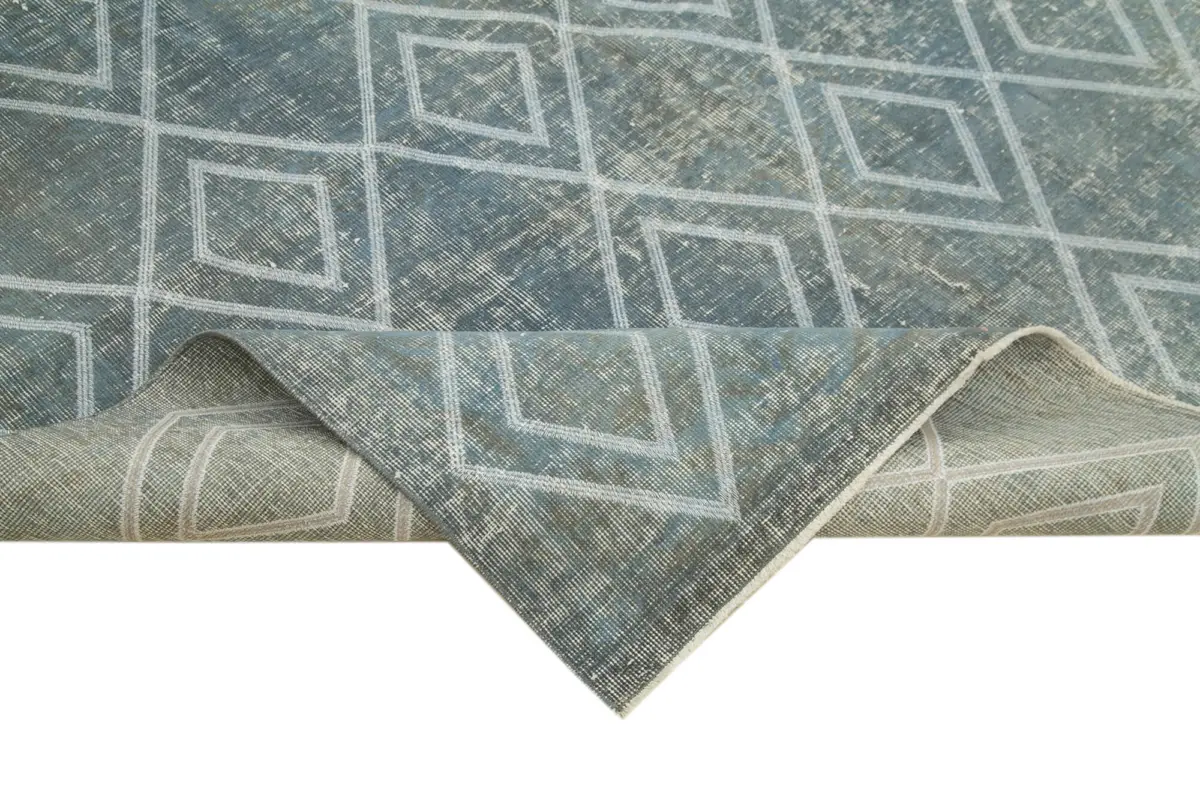 Modern Halı- Mavi Pamuk Üzerine Yün El Dokuma Halı-192x294 - Görsel 6