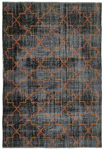 Modern Halı- Siyah Pamuk Üzerine Yün El Dokuma Halı-179x261