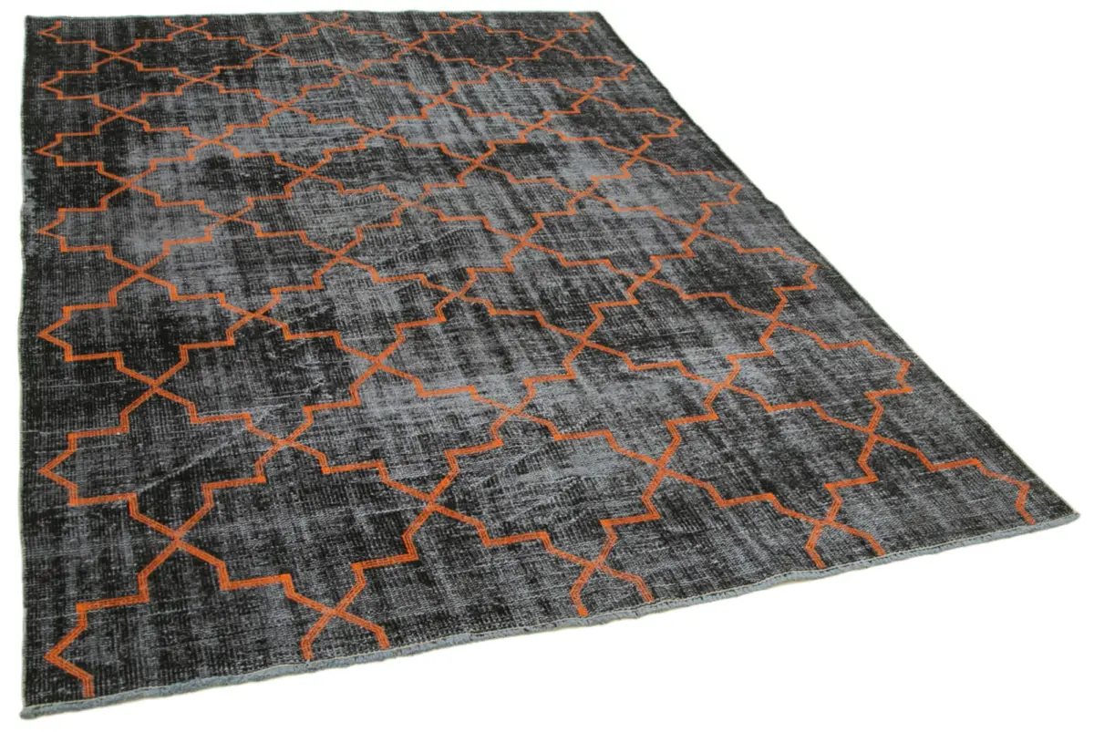 Modern Halı- Siyah Pamuk Üzerine Yün El Dokuma Halı-179x261 - Görsel 2