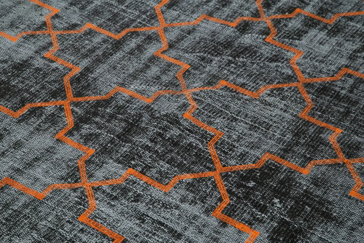 Modern Halı- Siyah Pamuk Üzerine Yün El Dokuma Halı-179x261 - Görsel 5