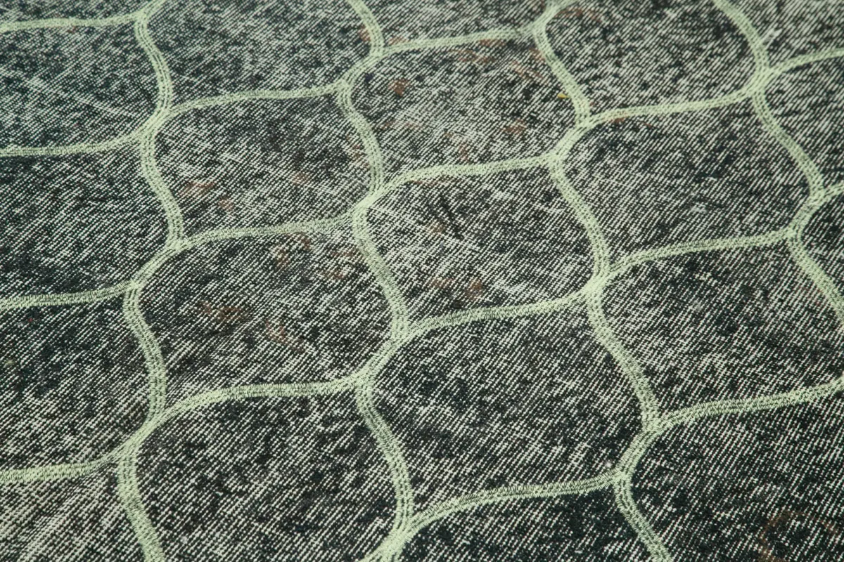 Modern Halı- Siyah Pamuk Üzerine Yün El Dokuma Halı-165x278 - Görsel 5