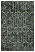 Modern Halı- Siyah Pamuk Üzerine Yün El Dokuma Halı-183x266