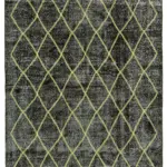 Modern Halı- Siyah Pamuk Üzerine Yün El Dokuma Halı-159x365