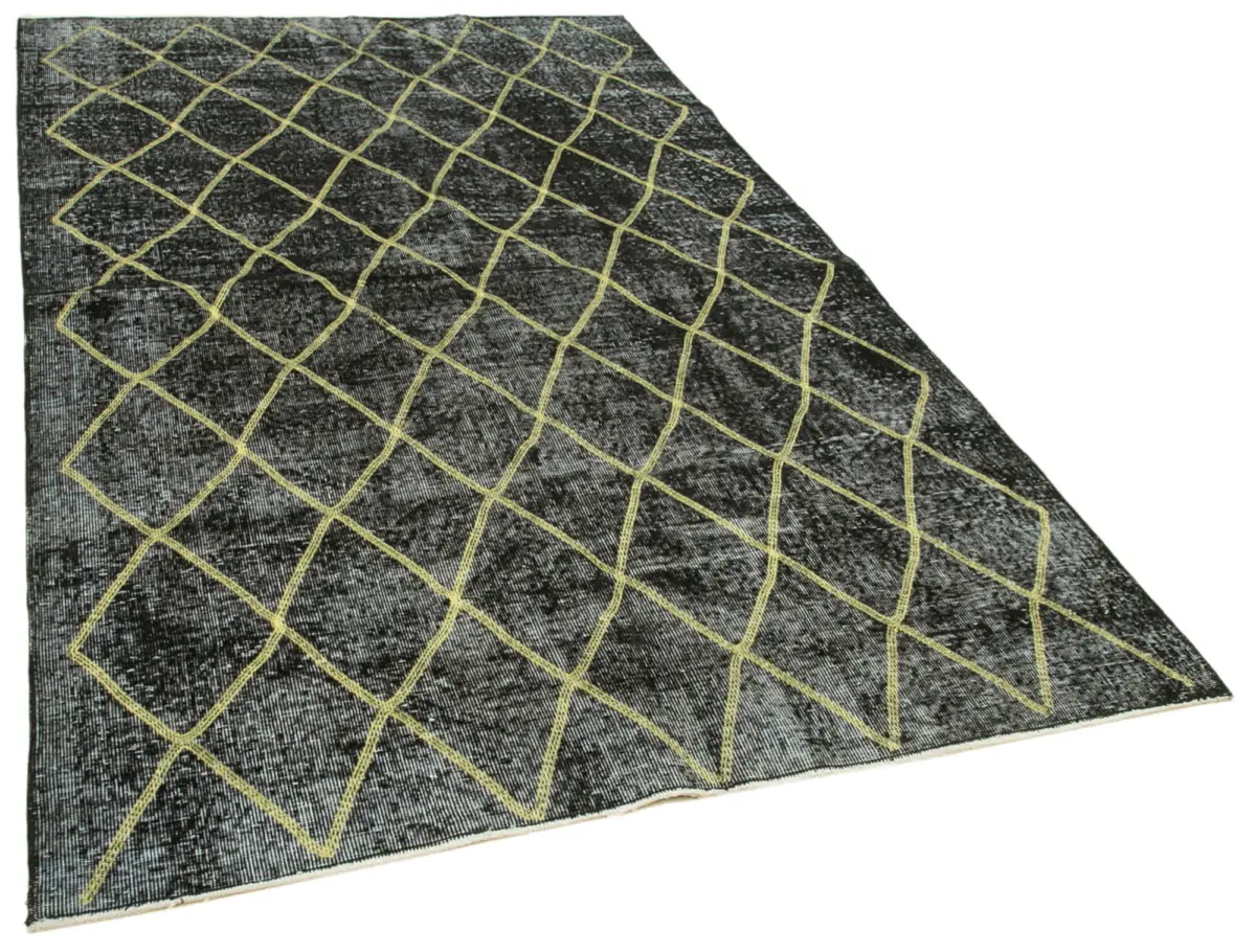 Modern Halı- Siyah Pamuk Üzerine Yün El Dokuma Halı-159x365 - Görsel 2