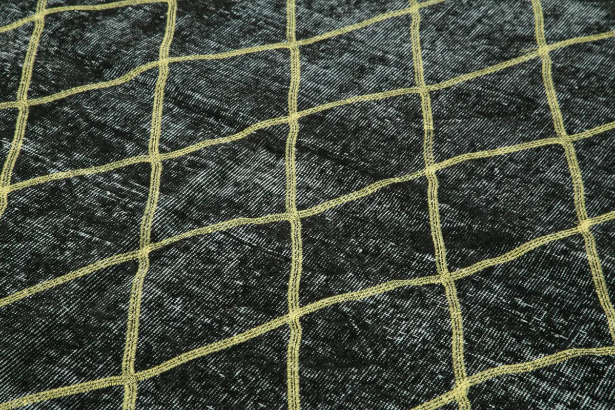 Modern Halı- Siyah Pamuk Üzerine Yün El Dokuma Halı-159x365 - Görsel 5