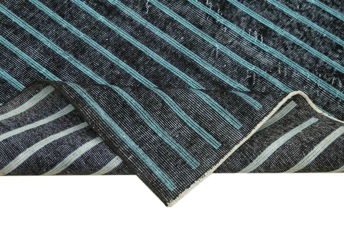 Modern Halı- Siyah Pamuk Üzerine Yün El Dokuma Halı-163x261 - Görsel 6