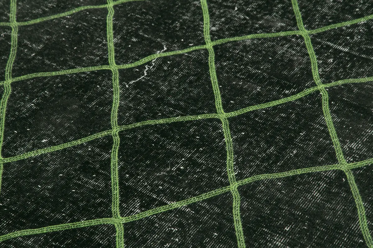 Modern Halı- Siyah Pamuk Üzerine Yün El Dokuma Halı-190x244 - Görsel 5