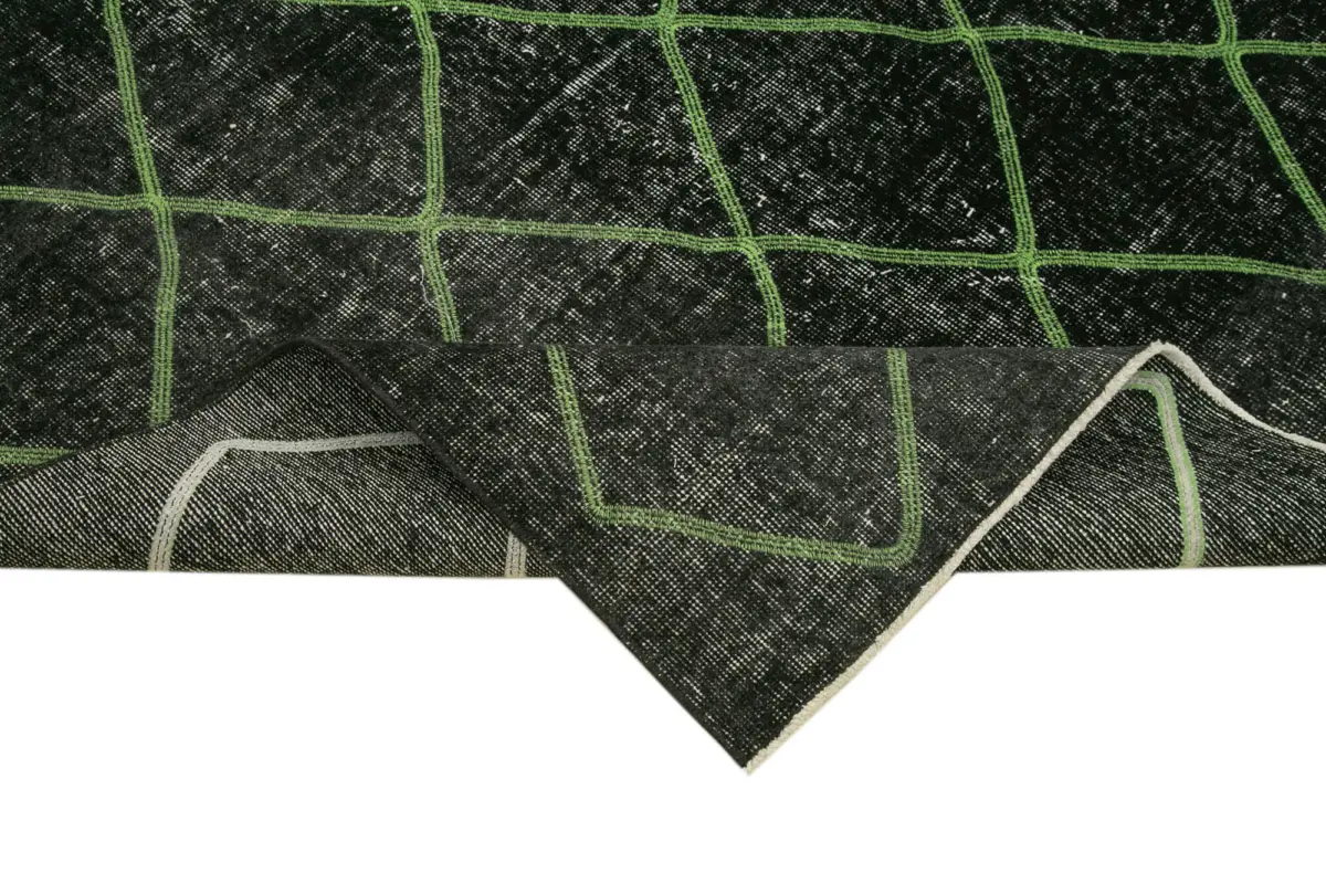 Modern Halı- Siyah Pamuk Üzerine Yün El Dokuma Halı-190x244 - Görsel 6