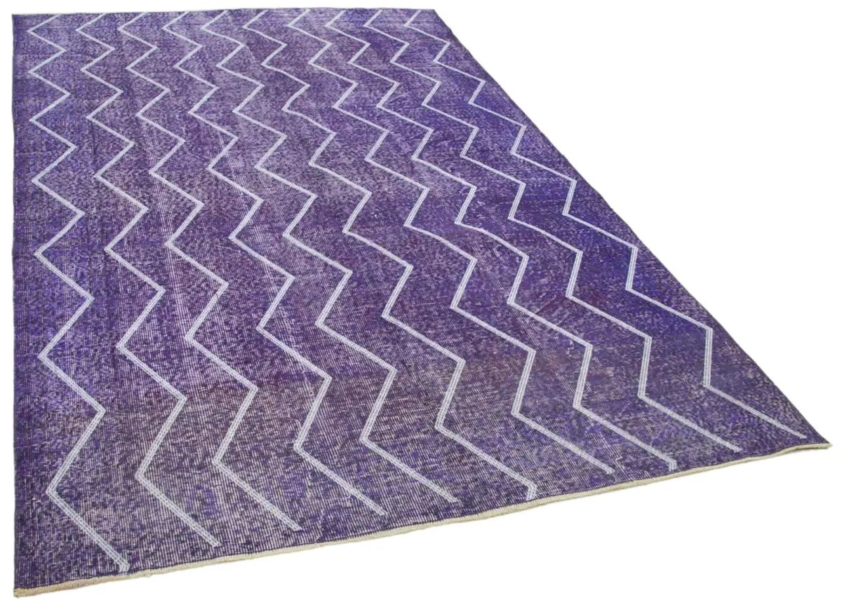 Modern Halı- Mor Pamuk Üzerine Yün El Dokuma Halı-177x287 - Görsel 2