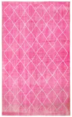 Modern Halı- Pembe Pamuk Üzerine Yün El Dokuma Halı-193x316