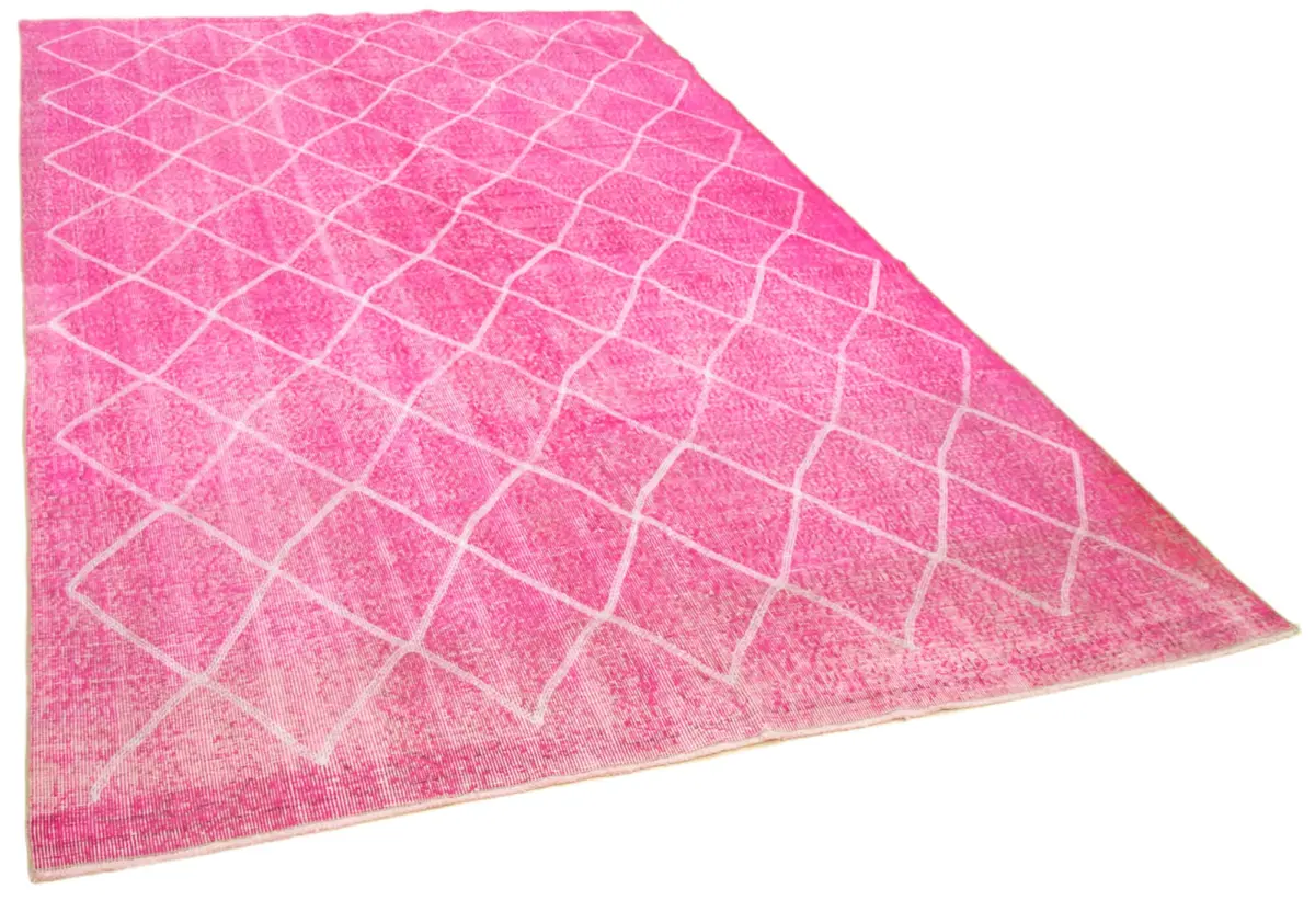 Modern Halı- Pembe Pamuk Üzerine Yün El Dokuma Halı-193x316 - Görsel 2