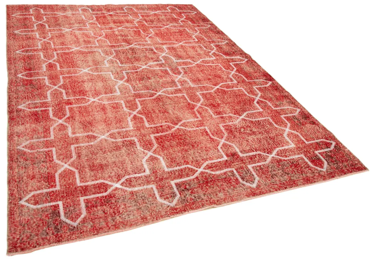 Modern Halı- Kırmızı Pamuk Üzerine Yün El Dokuma Halı-199x294 - Görsel 2