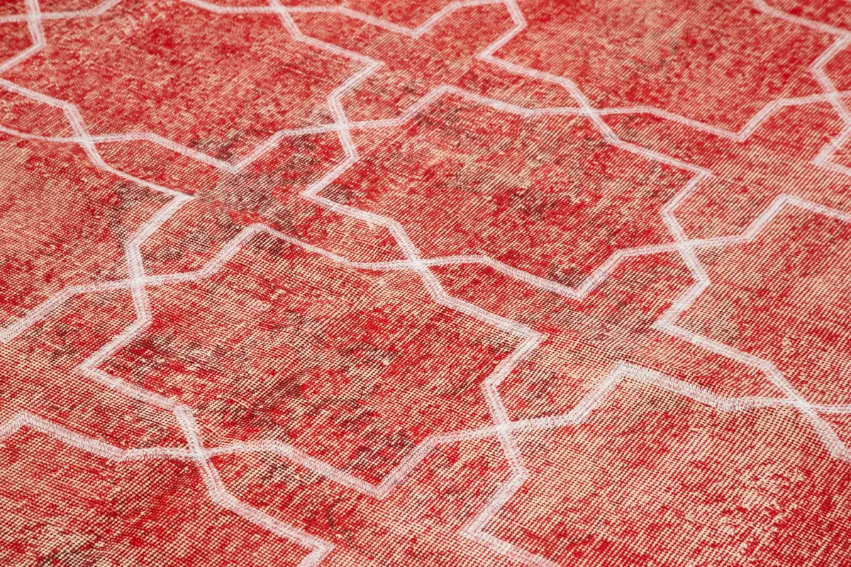 Modern Halı- Kırmızı Pamuk Üzerine Yün El Dokuma Halı-199x294 - Görsel 5