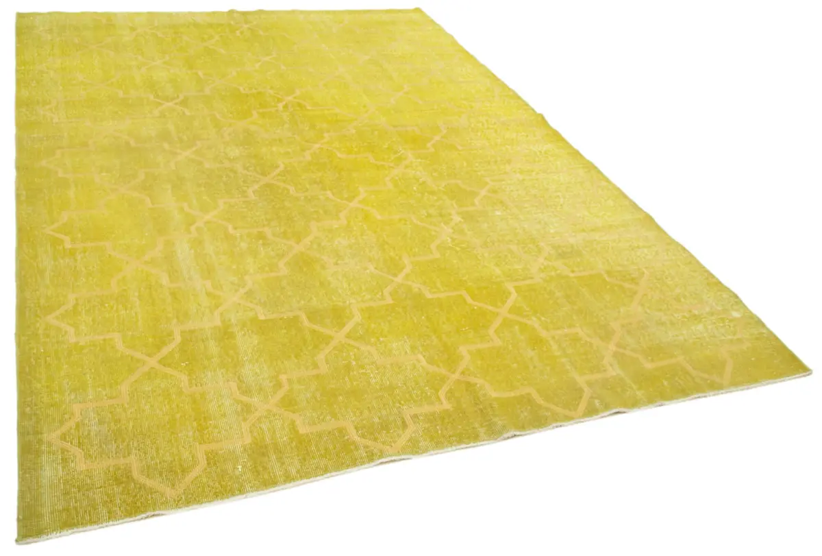 Modern Halı- Sarı Pamuk Üzerine Yün El Dokuma Halı-198x287 - Görsel 2